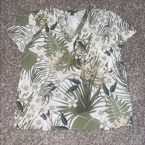 Hilary Radley Top tropical flowers palm size medium